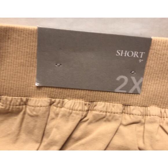Soft Surroundings 2X Womens Cargo Harper Shorts 22W Cuffed Cotton Tan Khaki 9" - Picture 4 of 6